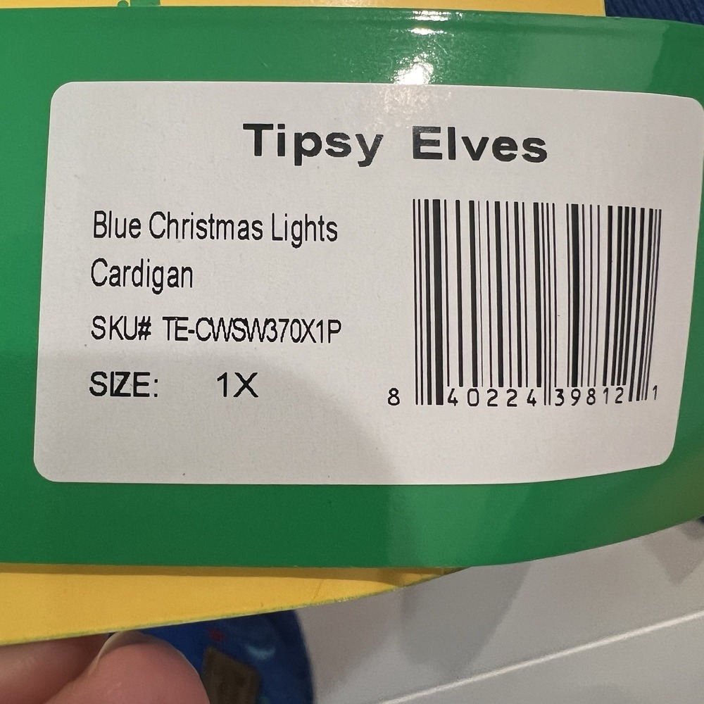 NEW Tipsy Elves Women's Christmas Lights Blue Cardigan 1X Sequin Ugly Sweater - Picture 4 of 8